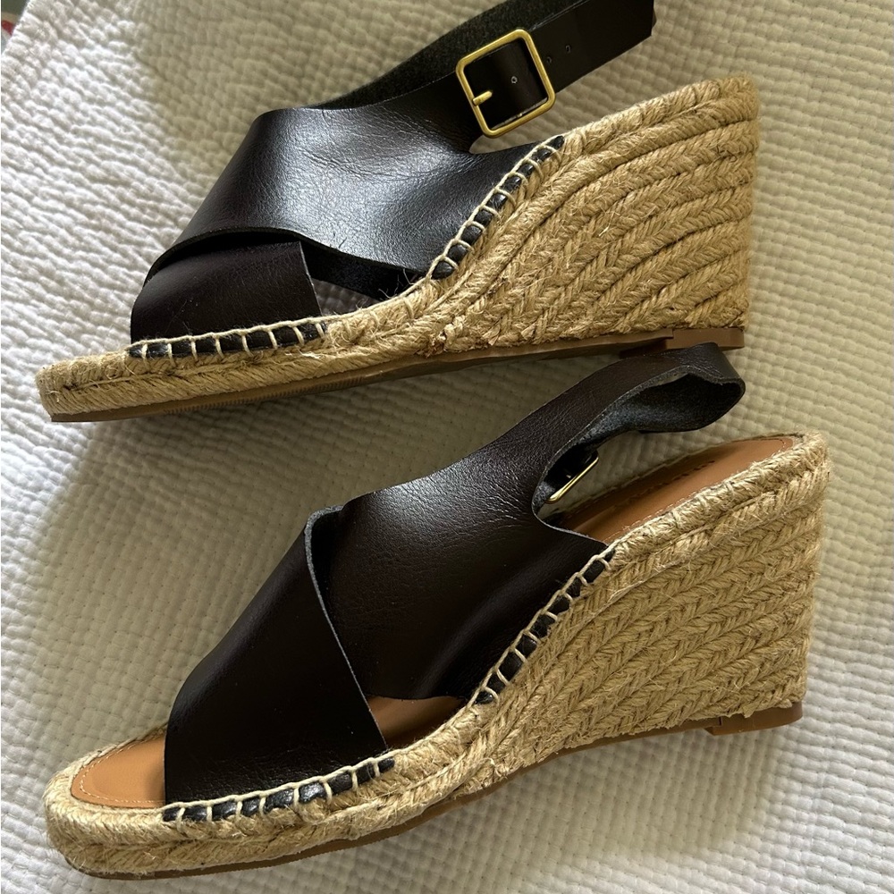 Old Navy Black Espadrille Wedge Sandals